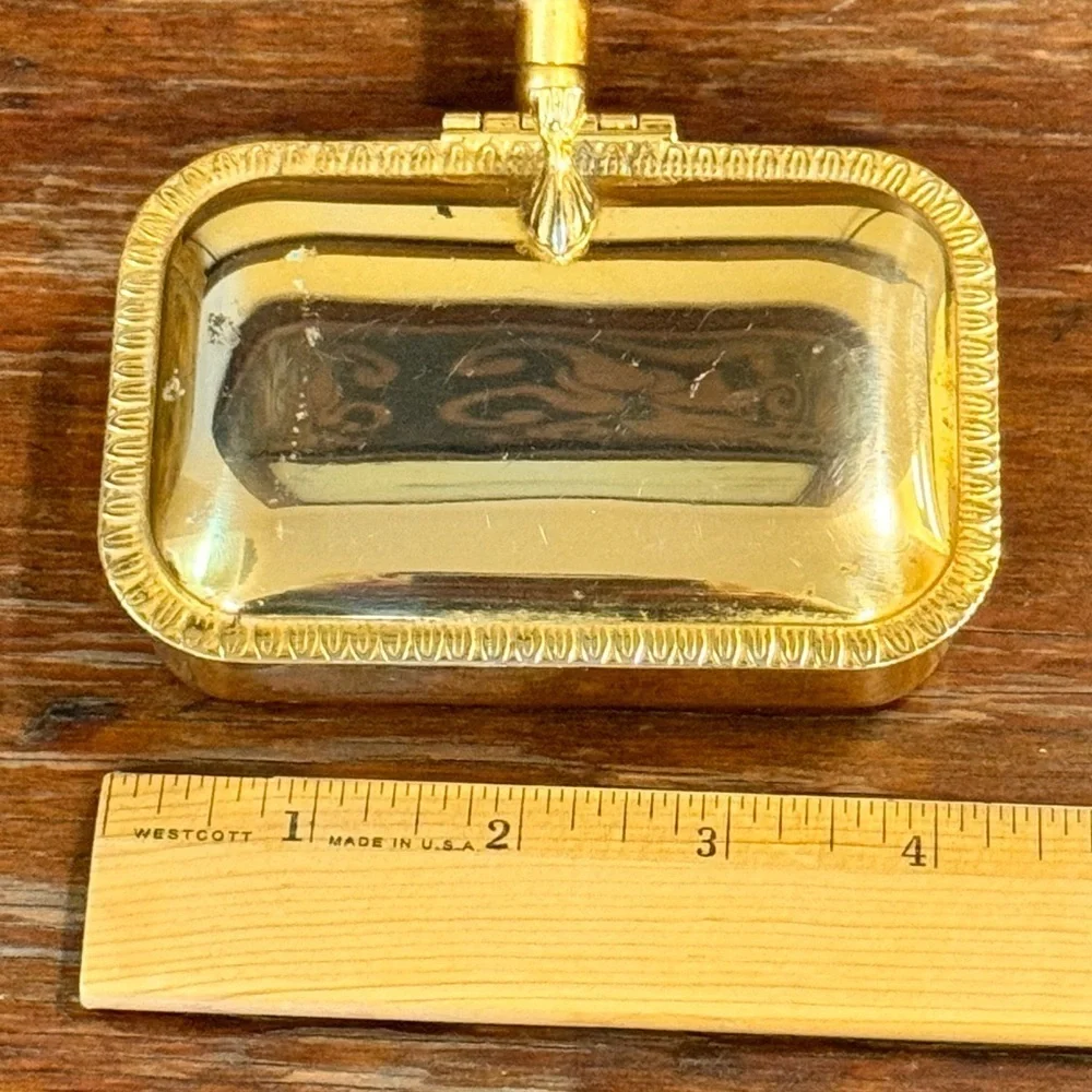 Vintage Italian 24kt Gold Plated Silent Butler Crumb Catcher with Wood Handle - Picture 12 of 12